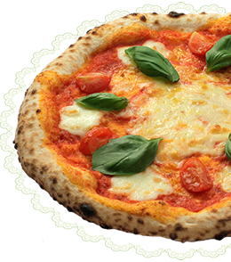マルゲリータ ナポリピッツァの定番 1100円 MIXチーズ/パルメザンチーズ/モッツァレラチーズ/バジル/トマトソース