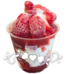 フローズンいちごをトッピングいちごソフト500円